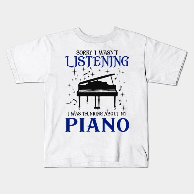 Thinking About My Piano. Kids T-Shirt by KsuAnn